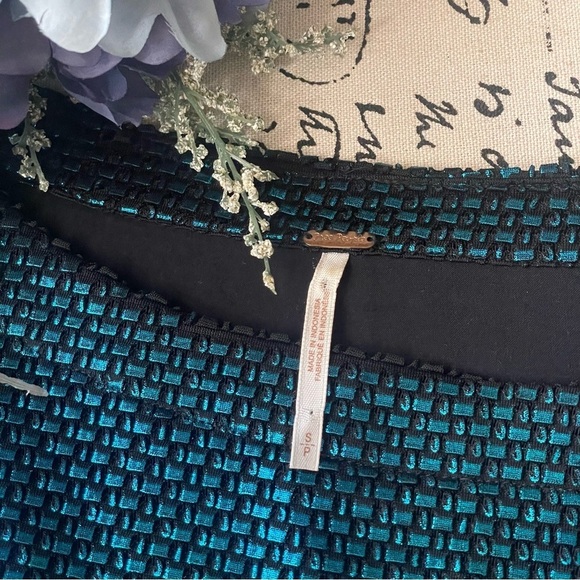 Free People Diamonds Are Forever Mermaid Mini Dress in Metallic Blue Small - Picture 15 of 15